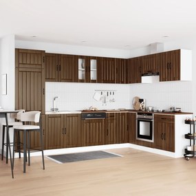 Armadio da cucina  &quot;&quot;lucca&quot;&quot; con doppio lavabo in legno di quercia ingegnerizzato