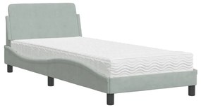 Letto con materasso grigio chiaro 90x190 cm in velluto