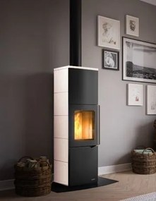 Stufa A Legna ad aria Con Accumulo 7Kw in acciaio in Ceramica Bianco Lucido Palazzetti Eva S 805300500