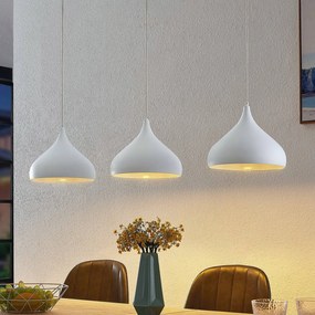 Lampada a sospensione Lindby Elamira, bianco, alluminio, 133 cm, a 3 luci.