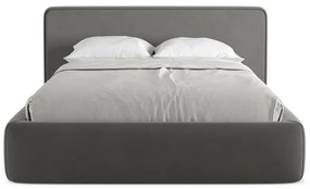 Letto matrimoniale imbottito grigio scuro con contenitore con griglia 140x200 cm Kiana - Makamii