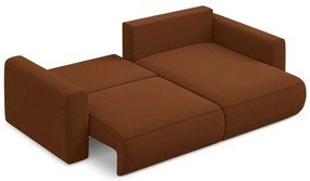 Divano angolare color terracotta allungabile/con contenitore (con penisola a destra/con chaise lounge) con rivestimento in velluto Kapua – Makamii