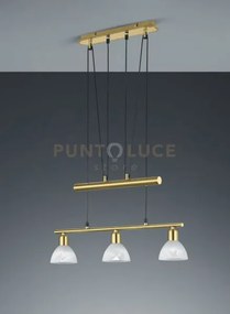 Levisto sospensione c/bilancere led 3 vetri ottone l.60,5cm 3 luci ...