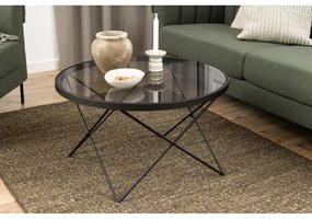 Tavolino nero con piano in vetro ø 80 cm Cuxton - Actona