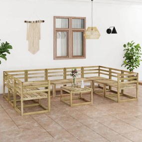 Set Divani da Giardino 10 pz in Legno di Pino Impregnato Verde