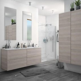 Mobile sottolavabo e lavabo Neo rovere grigio L 120 x H 64 x P 48 cm 2 vasche 4 cassetti