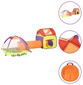 Tunnel e Tenda da Gioco per Bambini con 250 Palline Multicolore, Tenda da Gioco Bambini 250 Palline Multicolore 338x123x111 cm II