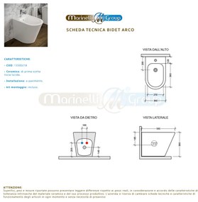 Bidet e Vaso WC monoblocco Arco filo muro in ceramica completo di sedile softclose