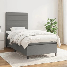 Giroletto A Molle Con Materasso Grigio Scuro 90x200 Cm Tessuto /