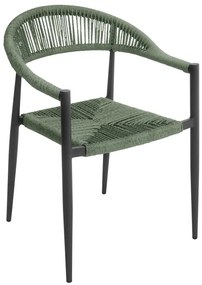 Sedia da giardino in alluminio con braccioli, seduta in alluminio verde