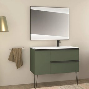 Mobile sottolavabo e lavabo Rodi per vasca a destra verde opaco L 105 x H 57 x P 46 cm