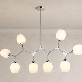 Lampadario Livorno cromo paralume bianco 9x E27 LA MIA LUCE