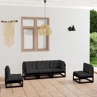 Set Divani da Giardino 5 pz con Cuscini Legno Massello di Pino 3076443