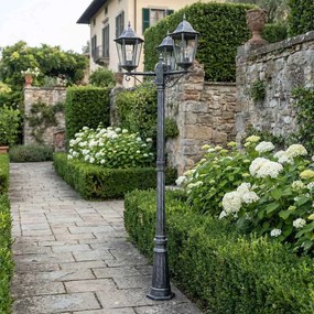 Lampione Vintage 216cm 3xE27 IP54 Spazzolato - Serie PUCCINI