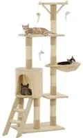 Albero per Gatti con Tiragraffi in Sisal 138 cm Beige