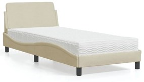 Letto Con Materasso Crema 80x200 Cm İn Tessuto /