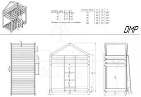 Casa/pavimento letto per bambini in legno di pino 90x200 cm in colore naturale Mila DMP - Adeko