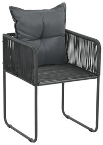 Set da pranzo da giardino 5 pz in rattan pvc nero e marrone