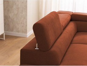 Divano angolare color terracotta (con penisola a sinistra/a L) con rivestimento in ciniglia Marbeya – Ropez