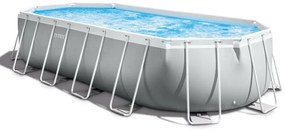 26798NP – Piscina Fuori Terra Prisma Frame Ovale, Pompa Filtro 5678 L/h, Scaletta, Telo Base e Copertura, 18202 l, Acciaio e pvc, Grigio, 610x305x122