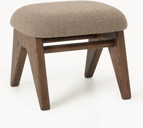 Sgabello in legno di frassino con rivestimento in bouclé Shenay