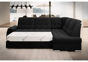 Divano angolare nero allungabile/con contenitore (con penisola a destra/a L) Sado – ELTAP
