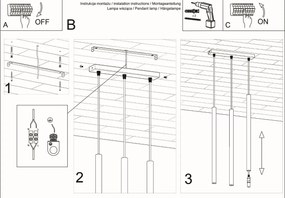 Lampadario a Sospensione 3xG9 PASTELO 3 in Acciaio