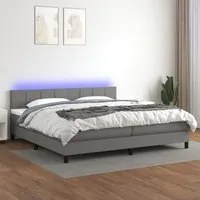 Letto a Molle Materasso e LED Grigio Scuro 200x200cm in Tessuto cod mxl 37946