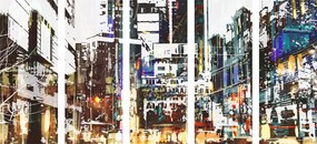 Quadri 5 pezzi – Panorami urbani astratti