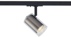 Faretto moderno color canna di fucile con vetro trasparente per sistema a binario monofase - Iconic Lloyd