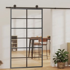 Porta Scorrevole İn Vetro Esg E Alluminio 102x205 Cm Nera /
