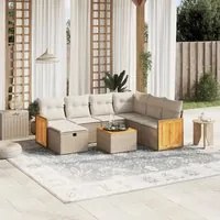 Set Divano da Giardino 8 pz con Cuscini Beige in Polyrattan 3265769