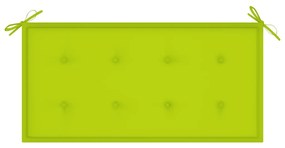 Panca da Giardino con Cuscino Verde Brillante 112 cm Legno Teak