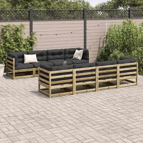 Set divani da giardino 9 pz in legno impregnato di pino