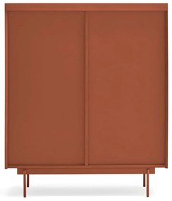 Cassettiera alta in rovere decorato in colore naturale mattone 100x45 cm Otto - Teulat