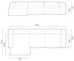 Divano angolare blu polveroso (con penisola a sinistra/con chaise lounge) con rivestimento in velluto a coste Bergamo – Cosmopolitan Design