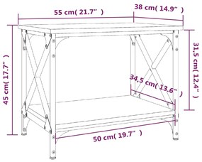 Tavolino Nero 55x38x45 cm in Legno Multistrato