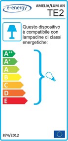 Lume 1xE14 Montatura Avorio Oro Vetro Spugnato Bianco E-Energy Amelia...