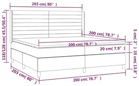 Letto a Molle con Materasso e LED Verde Scuro 200x200cm Velluto