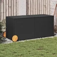 Contenitore da Giardino con Ruote Nero 283L in Polyrattan 365316