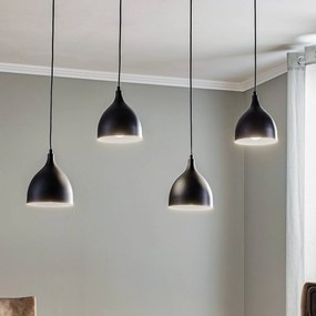 Luminex Lampada a sospensione Nanu lunga 4 luci nera
