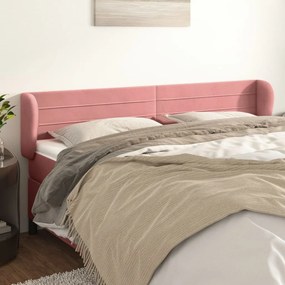 Testiera Ad Orecchio Rosa 203x23x78/88 Cm İn Velluto /