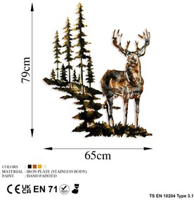 Decorazione da muro 65x79 cm cervo metallo