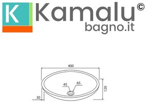 Kamalu - lavabo bagno da appoggio in marmo grigio/marrone 40cm | litos-eg40