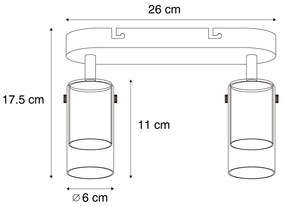 Faretto da soffitto moderno color canna di fucile a 2 luci ruotabile e regolabile - Drain
