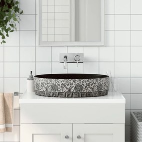 Lavabo Da Appoggio Nero E Blu Ovale 56,5x36,5x13,5 Cm Ceramica /