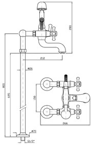 Miscelatore vasca Free standing a pavimento con deviatore doccetta e flessibile da 150 cm cromo Zucchetti Delfi Z46270