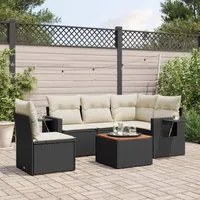 Set Divano da Giardino 6 pz con Cuscini Nero in Polyrattan 3256896