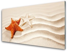 Quadro vetro Stella marina sulla spiaggia di sabbia 100x50 cm