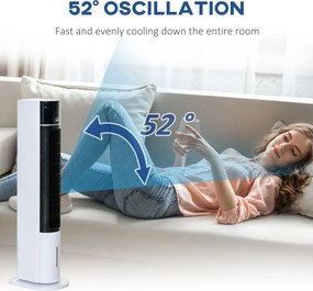 Raffrescatore Ventilatore Evaporativo 3 Litri 60W con Telecomando Bianco...